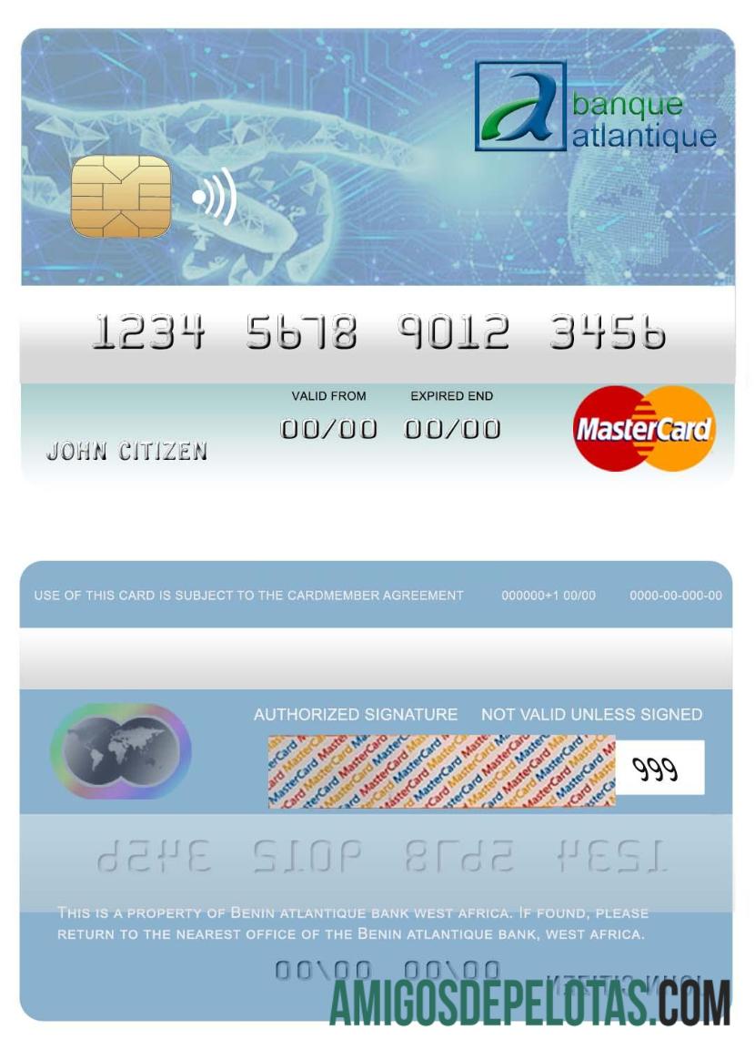 Benin Atlantique Bank Mastercard amostra